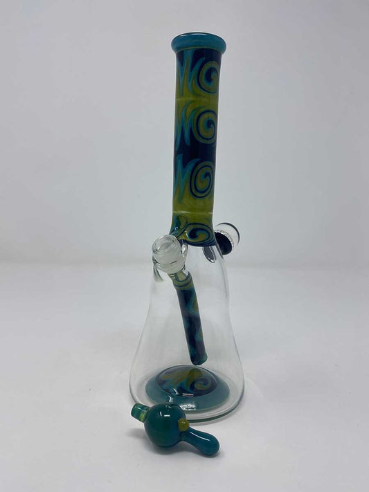 Elevate Glass | Blue/Green Wigwag w/Matching Carb Cap