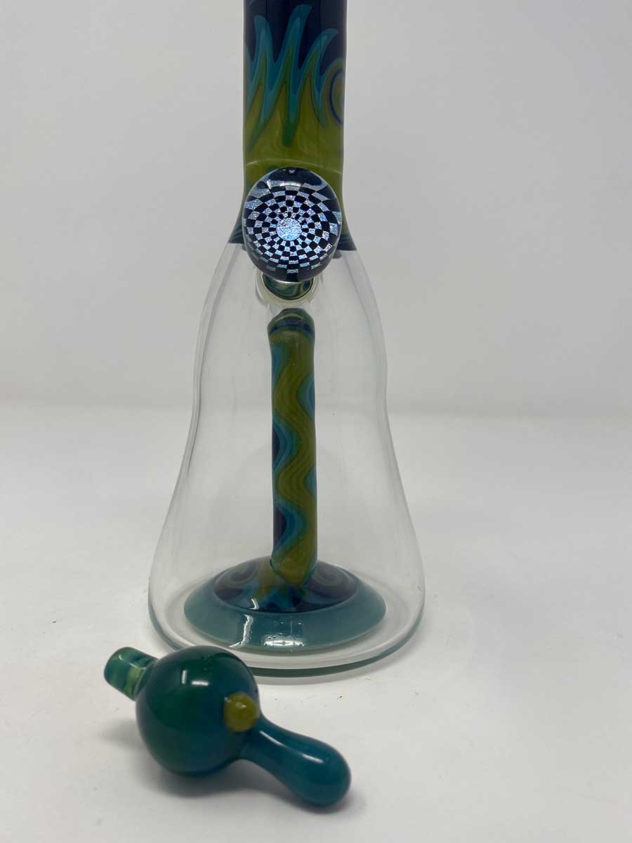 Elevate Glass | Blue/Green Wigwag w/Matching Carb Cap