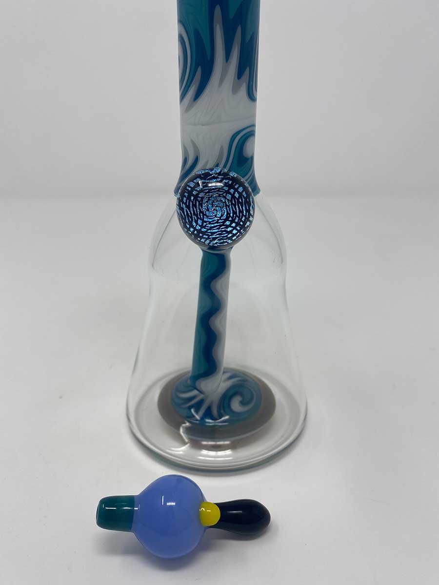 Elevate Glass | Blue/White Wigwag w/Matching Carb Cap