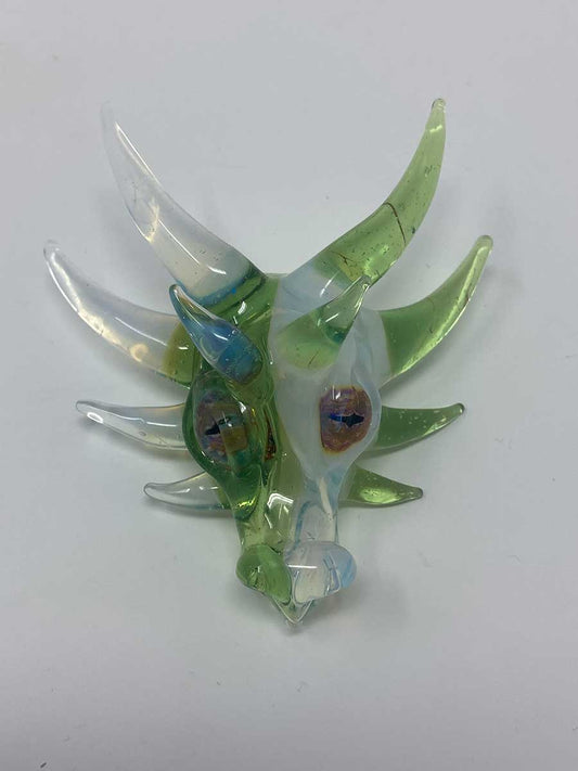 Ghost and Lime Dragon Head by JahniGlass
