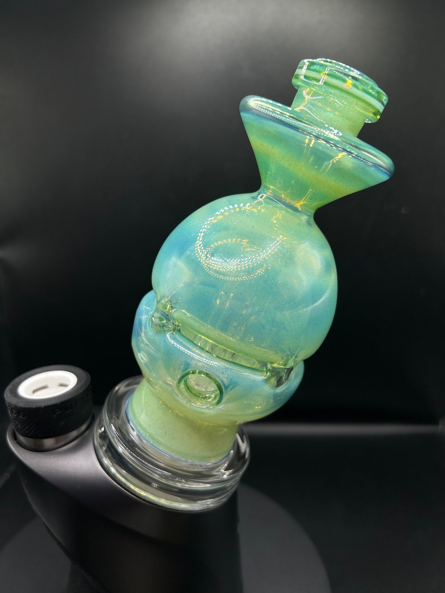 MinerGlass Green Stardust over Ghost FabEgg for Puffco