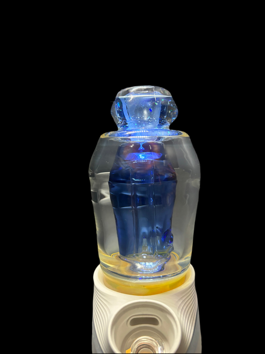 Transparent blue/light cropal lip w fumed base for Puffco