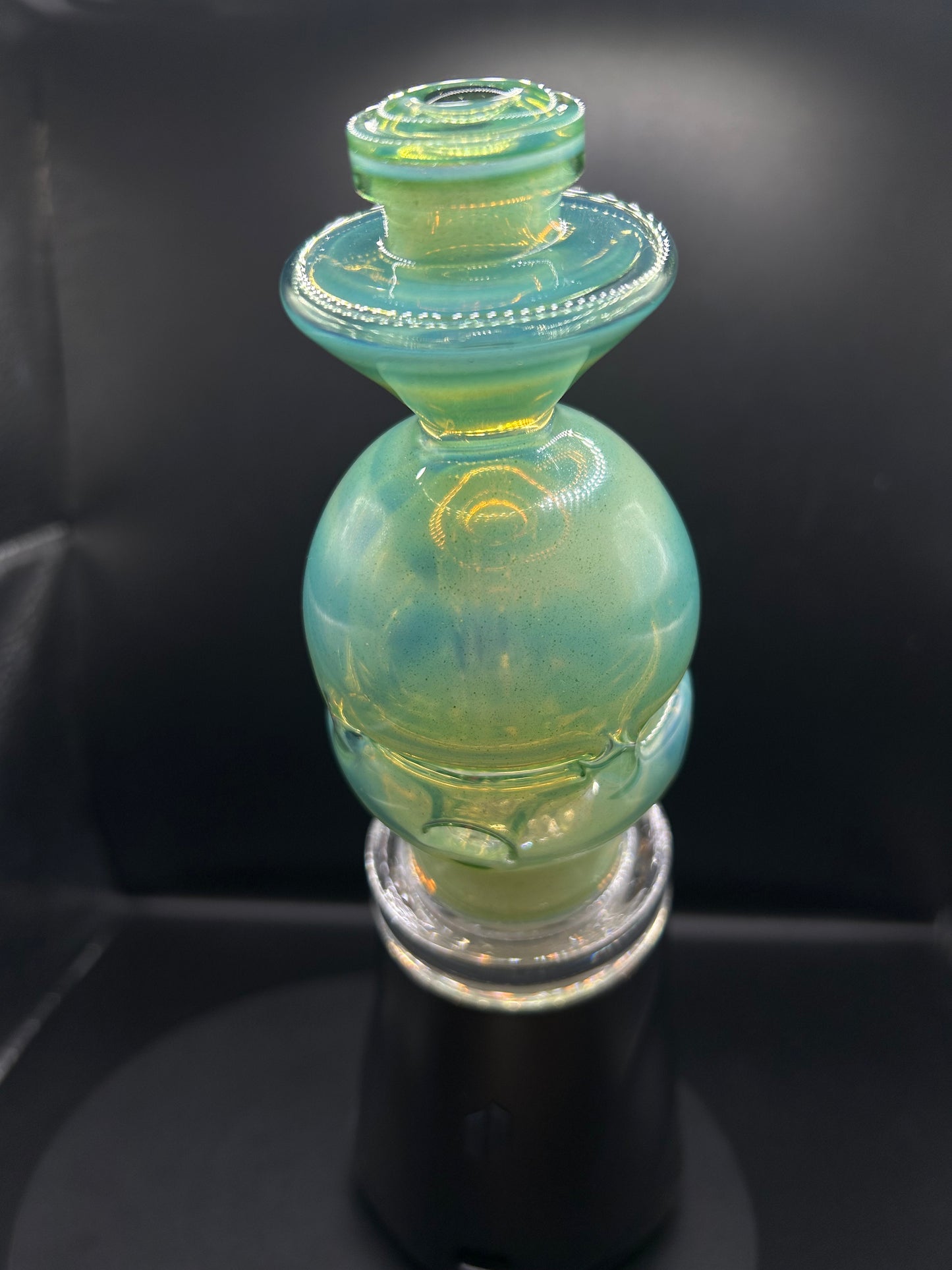 MinerGlass Green Stardust over Ghost FabEgg for Puffco