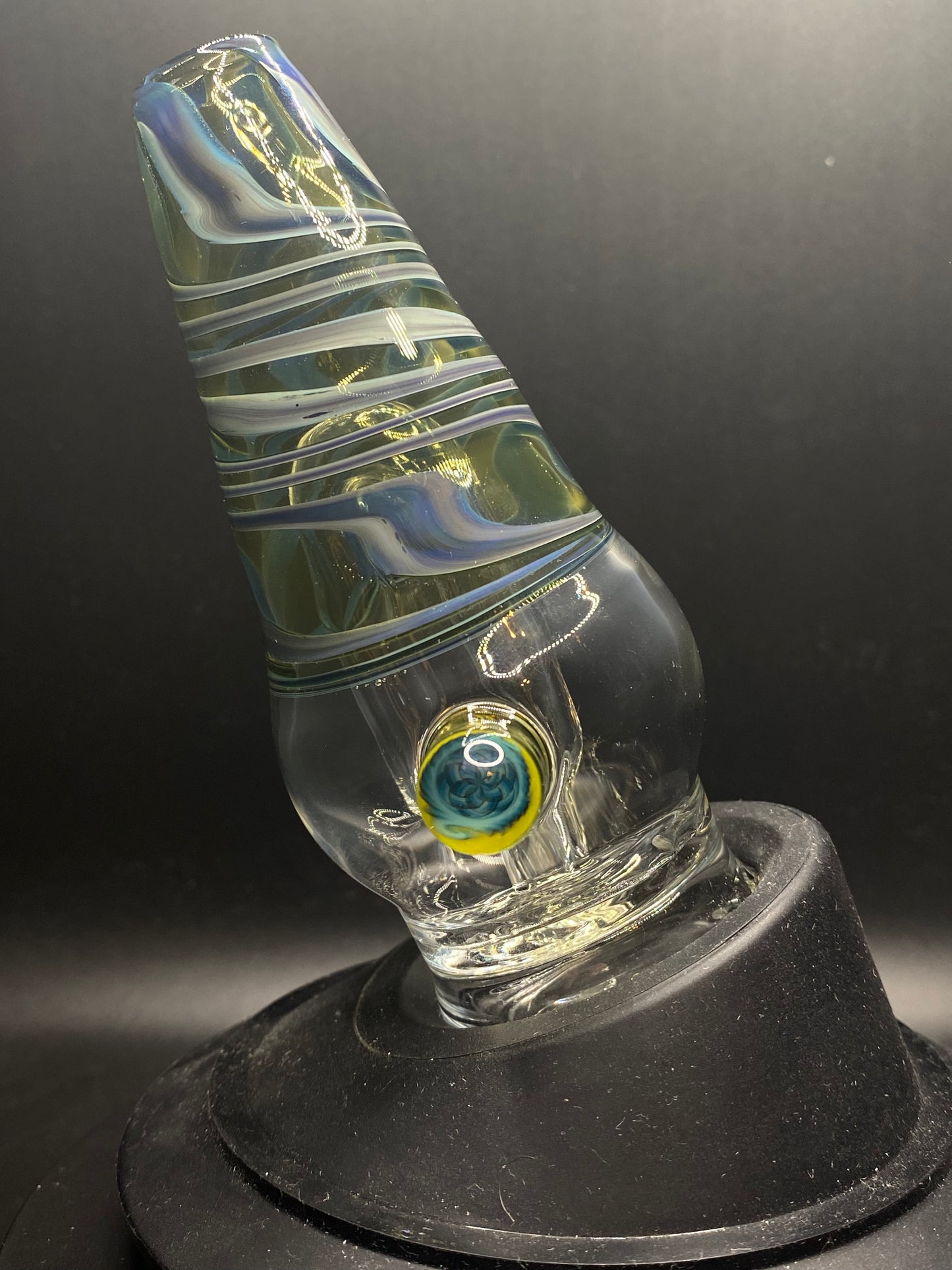 MindBlowing Glass Blue Yellow Swirl with Millie Puffco